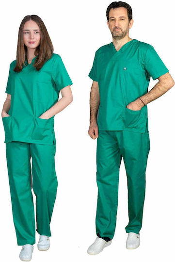 Alezi Unisex Green Pants & Blouse Set Cotton and Polyester