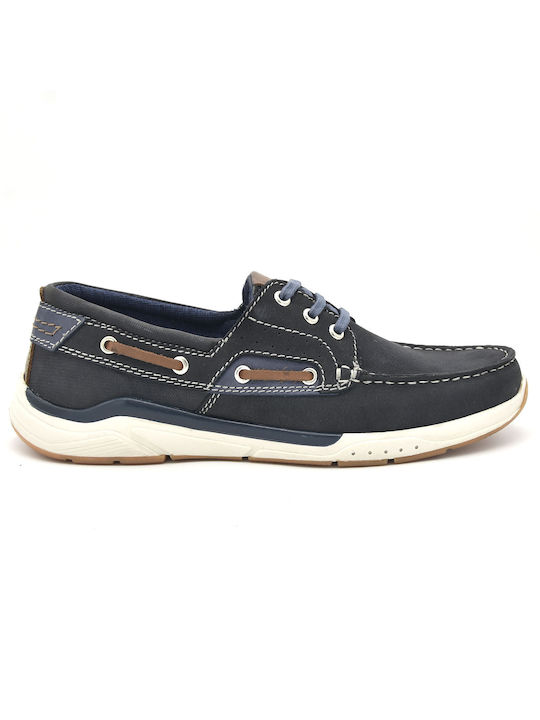 Freemood E067-103 Δερμάτινα Ανδρικά Boat Shoes σε Μπλε Χρώμα