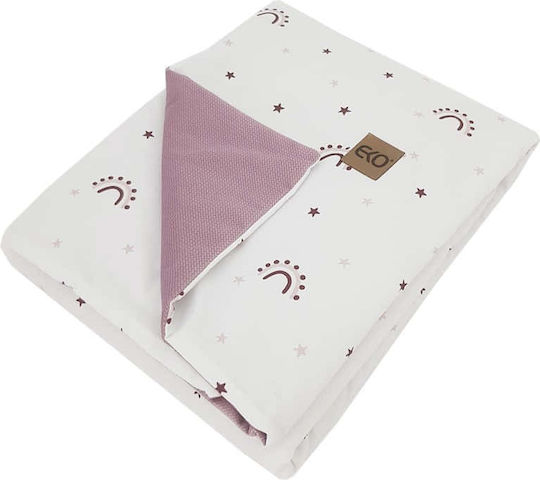 Ekokids Pătură Pepinieră Swaddling pături Pink Rose Rainbows Catifea Roz 100x80cm