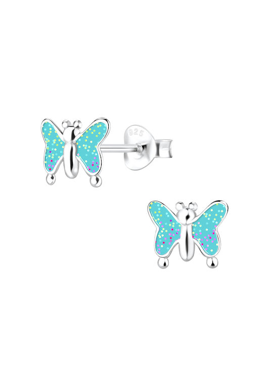 Bellita Παιδικά Σκουλαρίκια Γαλάζιες Πεταλούδες απο ασήμι 925
