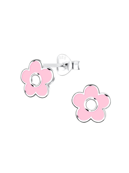 Bellita Hypoallergene Kinder-Ohrringe Rosa Blumen aus Silber 925