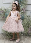 Mi Chiamo Pink Baptism Outfit with Hair Accessories & Dress 2pcs