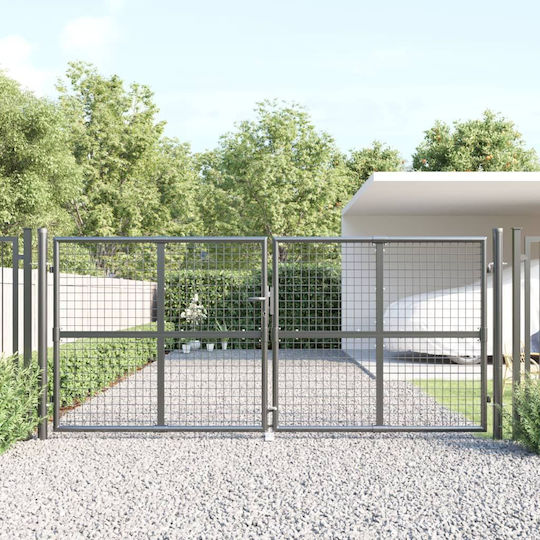 vidaXL Μεταλλική Πόρτα Φράχτη σε Γκρι Χρώμα 1.75x3m