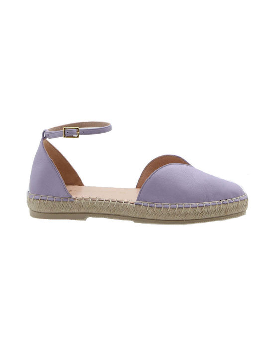 Mourtzi Lederne Damen Espadrilles in Lila Farbe