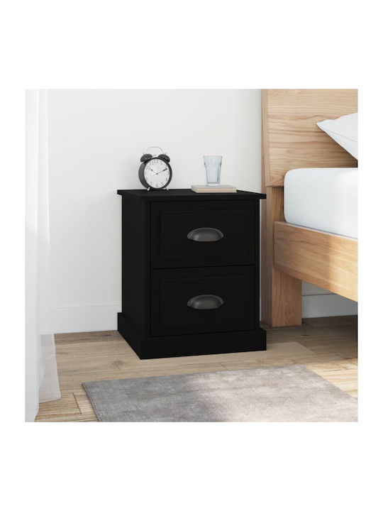 Wooden Bedside Table Black 39x39x47.5cm