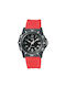 Q&Q Watch Battery with Red Rubber Strap