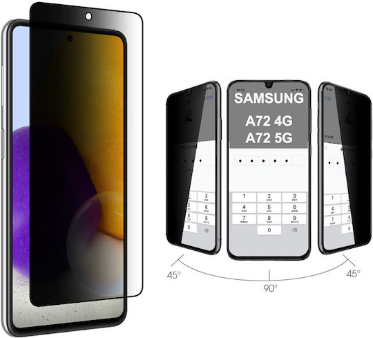 A725/A726 6.7" 9H 0.3mm Full Glue Privacy Full Face Tempered Glass Black (Galaxy A72)