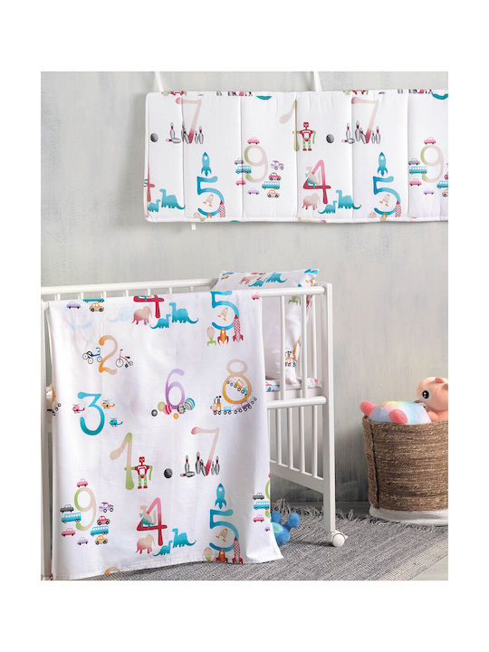 Rythmos Baby Bettbezug Set mit Kissenbezug Numbers Weiß 110x160cm.