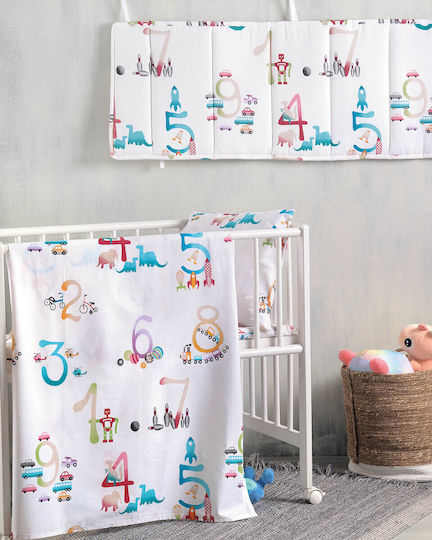 Rythmos Baby Duvet Cover Set With Pillowcase Numbers White 110x160cm