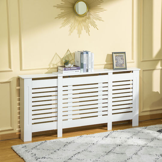 HomCom Калориферен Капак от MDF Бял 140x19x82.5см