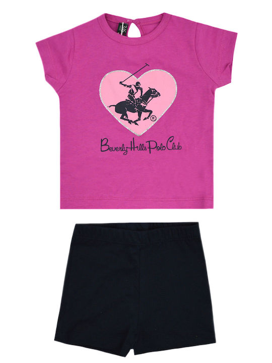 Beverly Hills Polo Club Kinder Set mit Shorts Sommer 2Stück Fuchsie