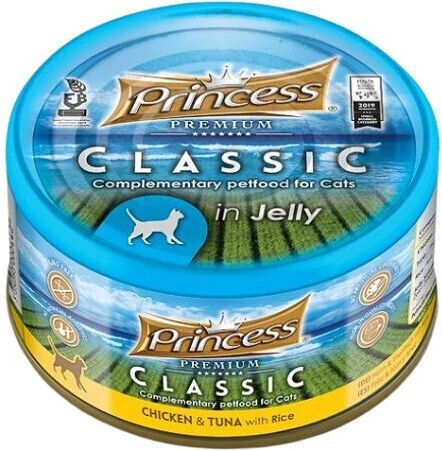Princess Premium Υγρή Τροφή για Ενήλικες Γάτες σε Κονσέρβα με Κοτόπουλο, Ρύζι και Τόνο 170gr