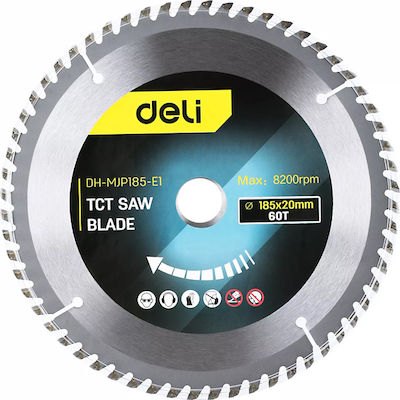 Deli DH-MJP185-E1 Disc de tăiere Lemn 185mm cu 60 dinți 1buc