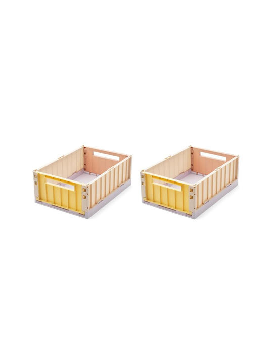 Liewood Kids Plastic Foldable Toy Storage Box Yellow 36x25x13.5cm 2pcs