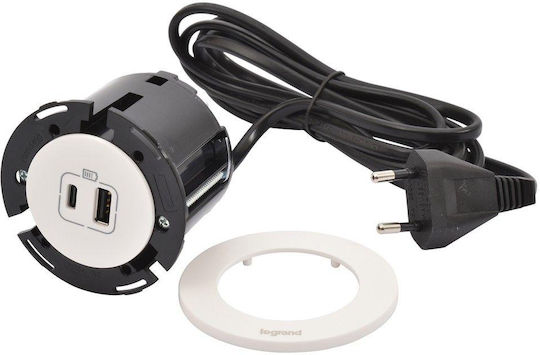 Legrand Priză Mortice cu 2 Prize USB Albe