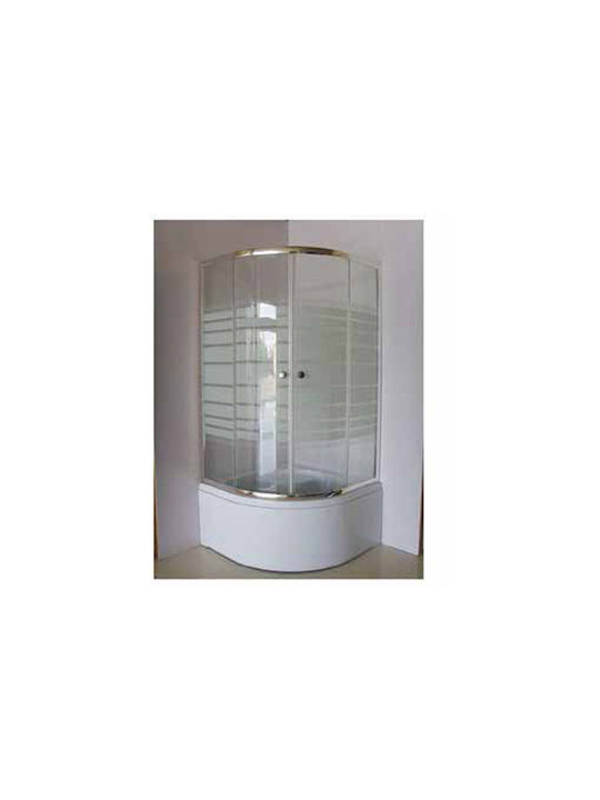 Karag New Flora 200 Cabin Bathtub Semi-circular with Sliding Door 90x90x150cm Clear Glass