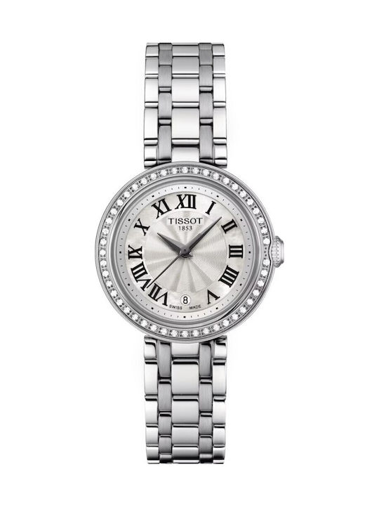 Tissot Bellissima Γυναικείο Ρολόι Μπαταρίας με Ασημί Μεταλλικό Μπρασελέ