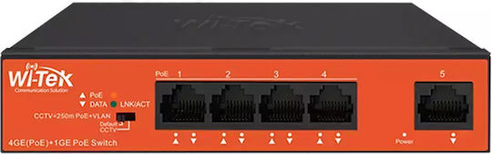 Wi-Tek WI-PS305GH Unmanaged L2 PoE+ Switch με 5 Θύρες Gigabit (1Gbps) Ethernet