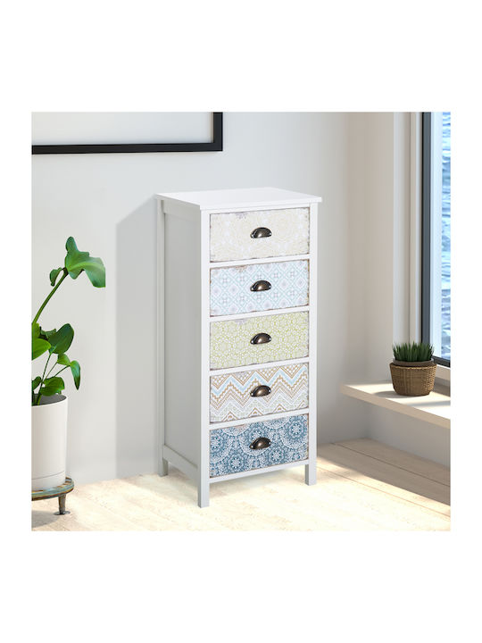 Drawers Storage Wooden with 5 Drawers L46xW34xH97.5cm