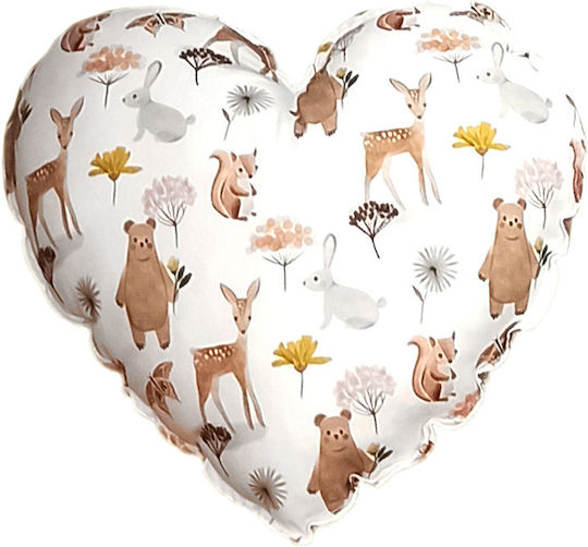 Baby Star Pernă Decorativă pentru Pătuț Forest Friends Inimă Alb 55x55cm