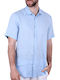 Shirt Short Sleeve Linen Shirt Light Blue