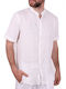 Shirt Mao Short Sleeve Linen White White