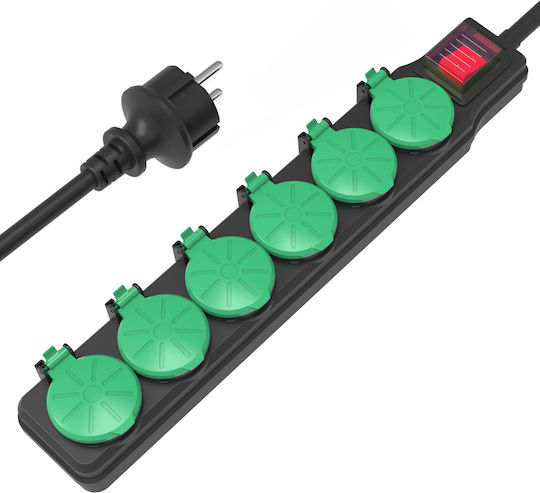 Powertech Πολύπριζο 6 Θέσεων με Διακόπτη και Καλώδιο 1.5m