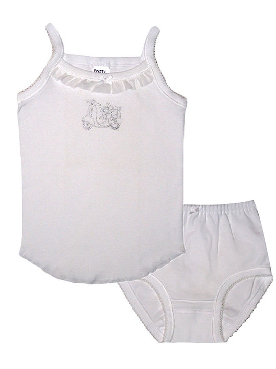 Pretty Baby Kinder Set Slip mit Unterhemd Weiß 2Stück