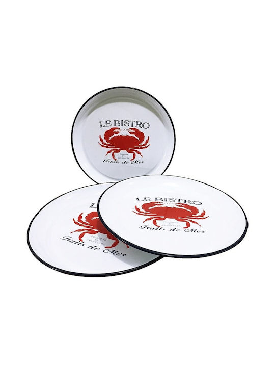 Artekko Clems Set Decorative Platters Round Metallic White 3 Pieces 37x37x3cm