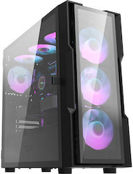 Darkflash DK431 Glass & 4 Fans Gaming Midi Tower Κουτί Υπολογιστή με Πλαϊνό Παράθυρο Μαύρο