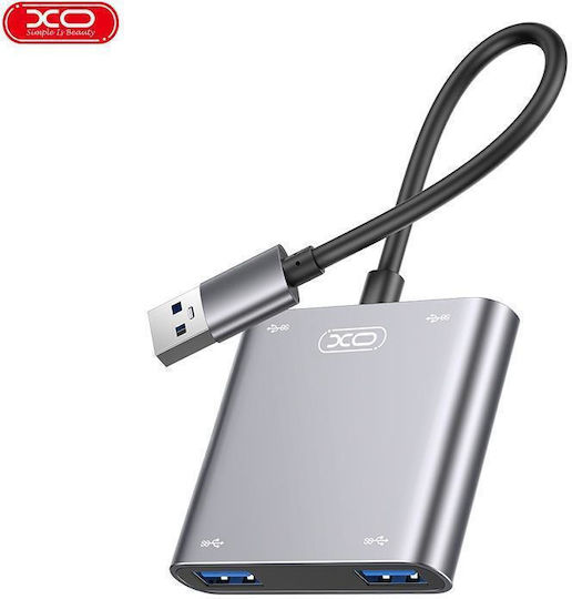 XO HUB012A Hub USB 4 Porturi USB 3.0 cu Conectare USB-A Ethernet Argintiu
