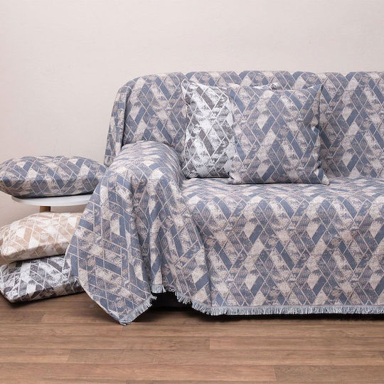 Anna Riska 1571 Armchair Throw Jacquard 180x180cm Blue