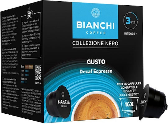 Bianchi Coffee Κάψουλες Espresso Decaf Decaffeine Συμβατές με Μηχανή Dolce Gusto 16caps