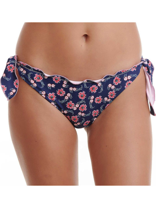 Bikini Slip με Κορδονάκια Navy Μπλε