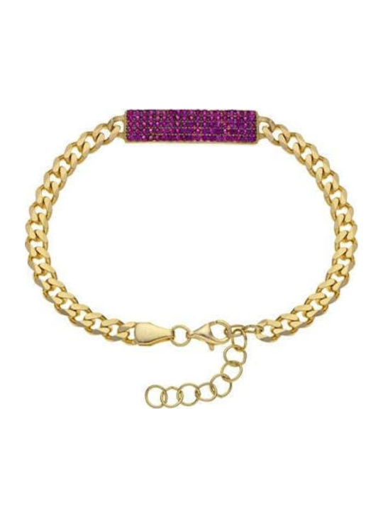 Breeze Women's Bracelet Chain Made of Silver Gold Plated with Zircon 19cm