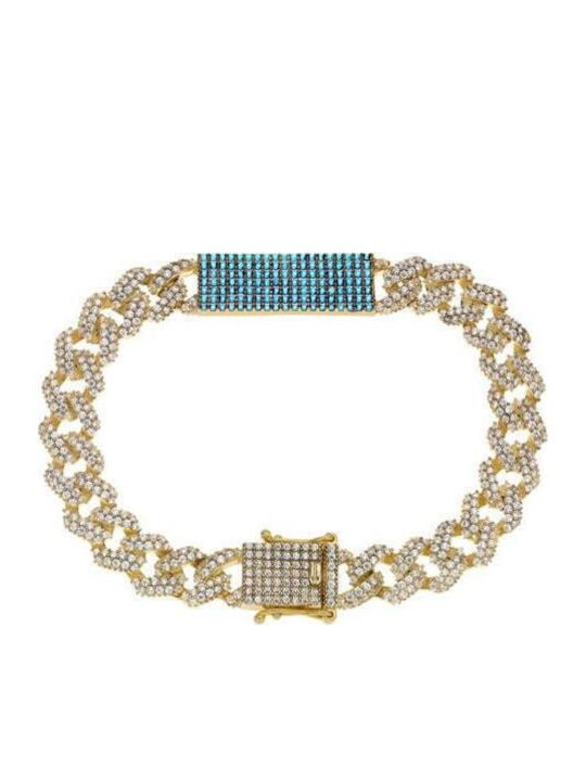 Breeze Women's Silver Identity Bracelet Gold Plated 17.5cm