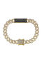 Breeze Women's Silver Identity Bracelet Gold Plated with Zircon 17.5cm