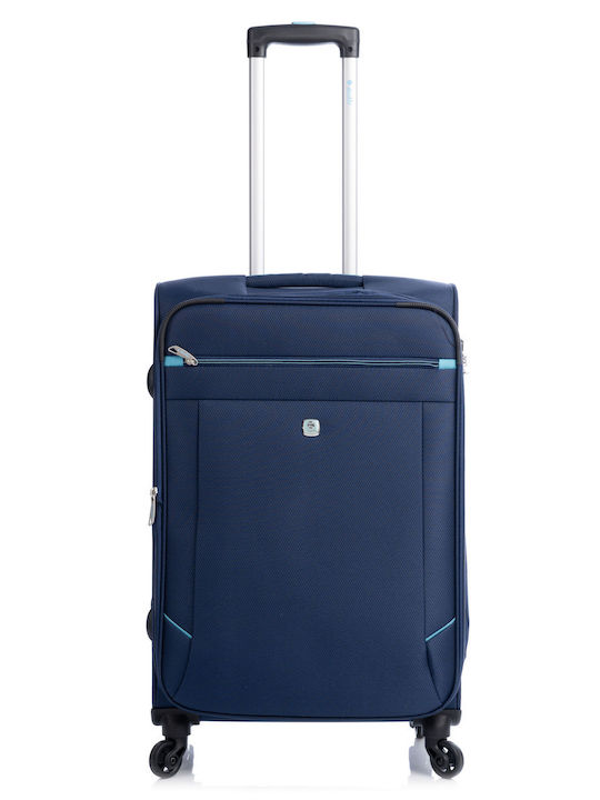 Dielle 300-60 Medium Travel Suitcase Fabric Blue with 4 Wheels Height 67cm