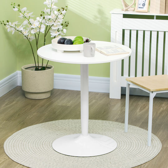 Round Table Bar Wooden with Metal Frame White 70x70x75cm