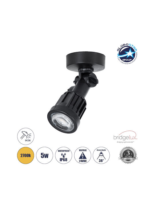 GloboStar Gardenini Rezistent la apă Spot de Exterior cu LED Integrat în Culoare Negru 61546