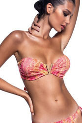 Bluepoint Strapless Bikini Top με Ενίσχυση Floral Φούξια