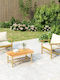 Outdoor-Sessel Bamboo Beige mit Kissen 2Stück 63x75x74εκ.