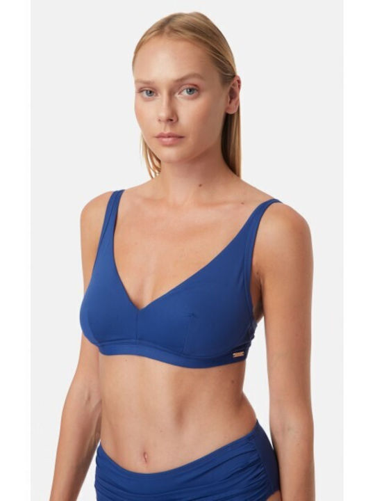 Minerva Padded Triangle Bikini Top with Adjustable Straps Blue