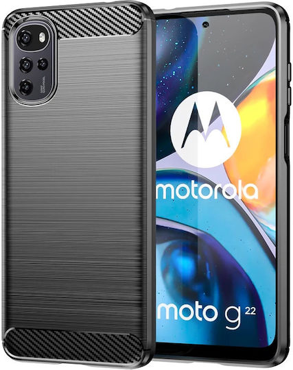 Techsuit Carbon Umschlag Rückseite Silikon Schwarz (Moto G22)