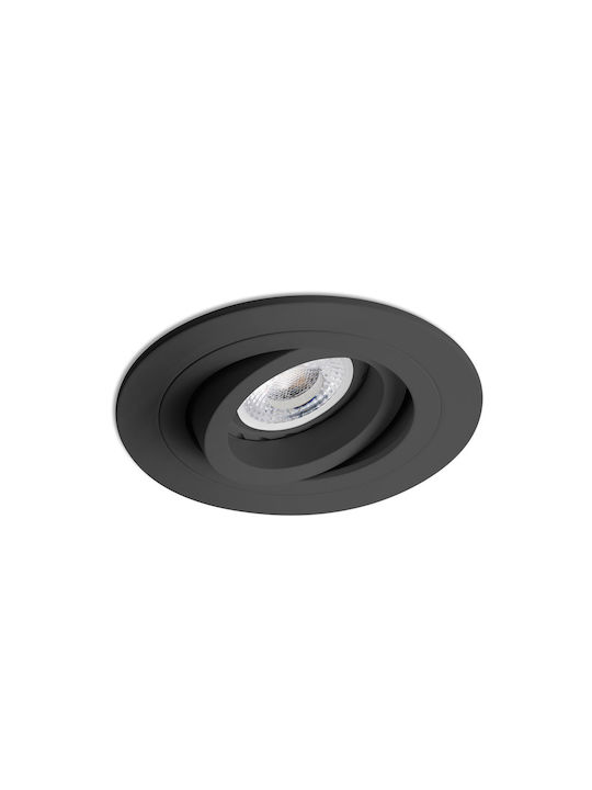 Faro Barcelona Round Metallic Recessed Spot with Socket GU10 Black 1pcs