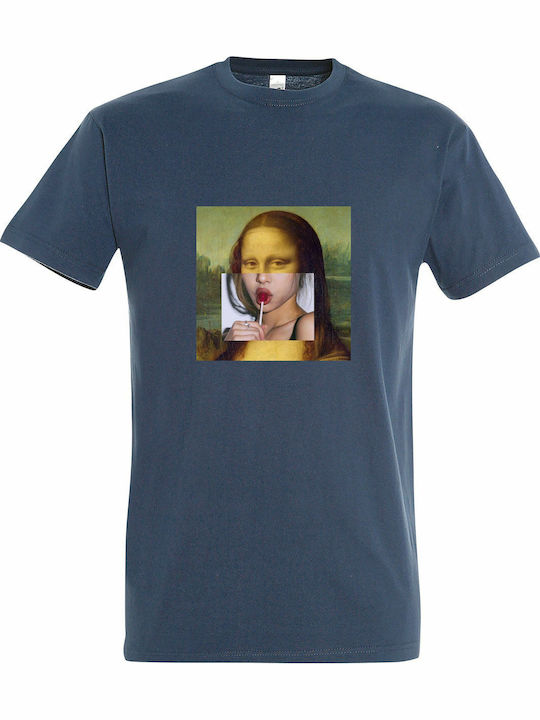 Tshirt Female/Unisex "Monalisa Lollipop", Denim