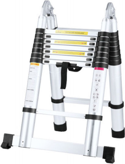 Prostep Telescopic Ladder Aluminum 8 of Steps with Maximum Height 5.1m