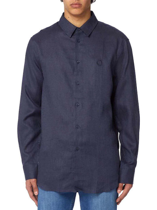 Trussardi Linen Shirt Navy Blue