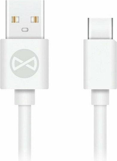 Forever USB 2.0 Cable USB-C male - USB-A Λευκό 1m GSM106364