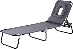Outsunny Relax Foldable Beach Sunbed Gray with Pillow